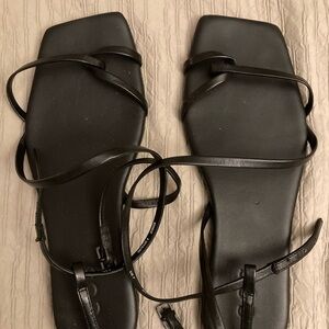 COS Women's Black Strappy Flat Sandals Size 7.5